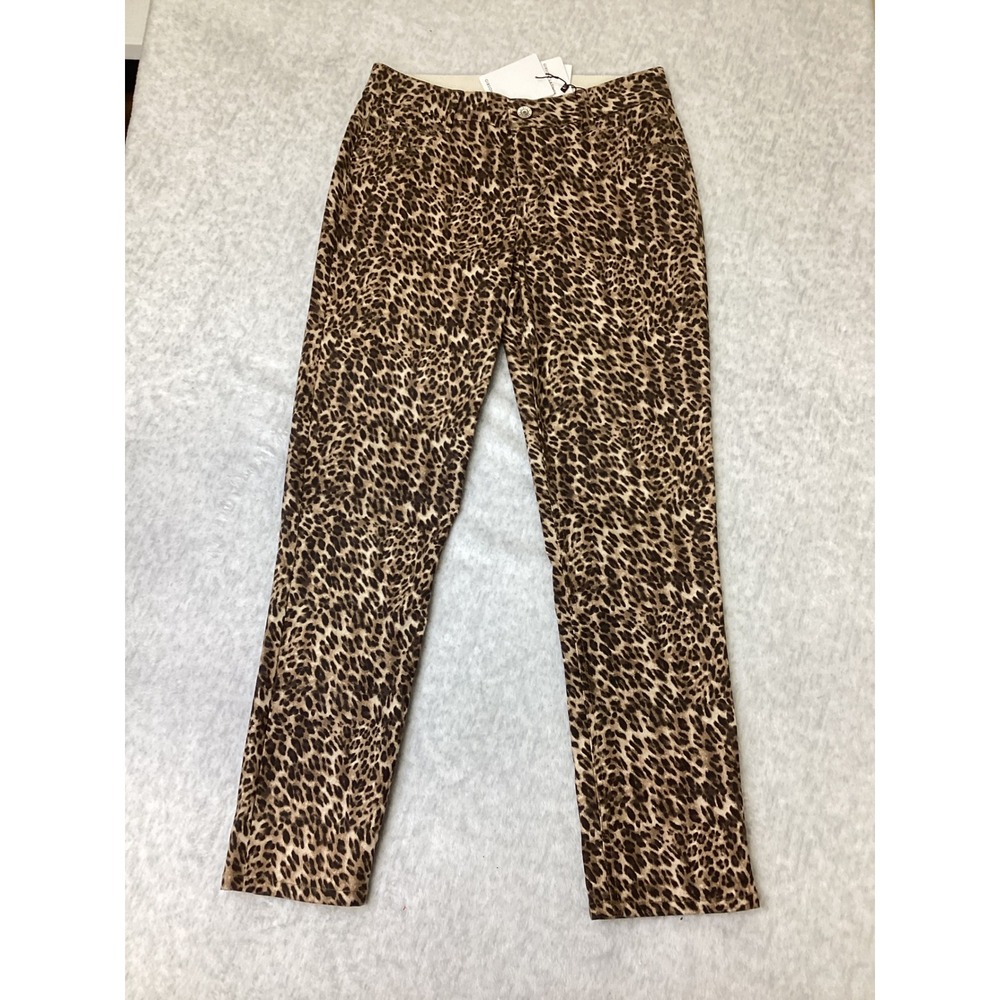 Gibson Latimer Leopard Print Perfect Fit Slimming Pants Brown Tan Womens 8 NEW